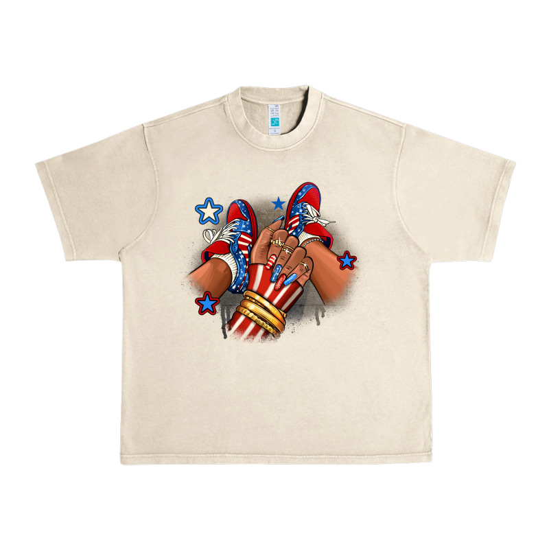 America Afro Girl Sneakers Urban Heavy Tee by RanaPortraitStore | Teevron