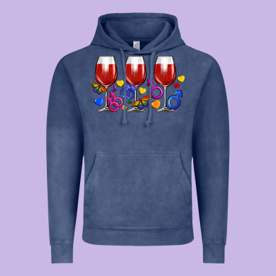 Pride Wine Cups Vintage Hoodie Designed By Fadigitalartstudio