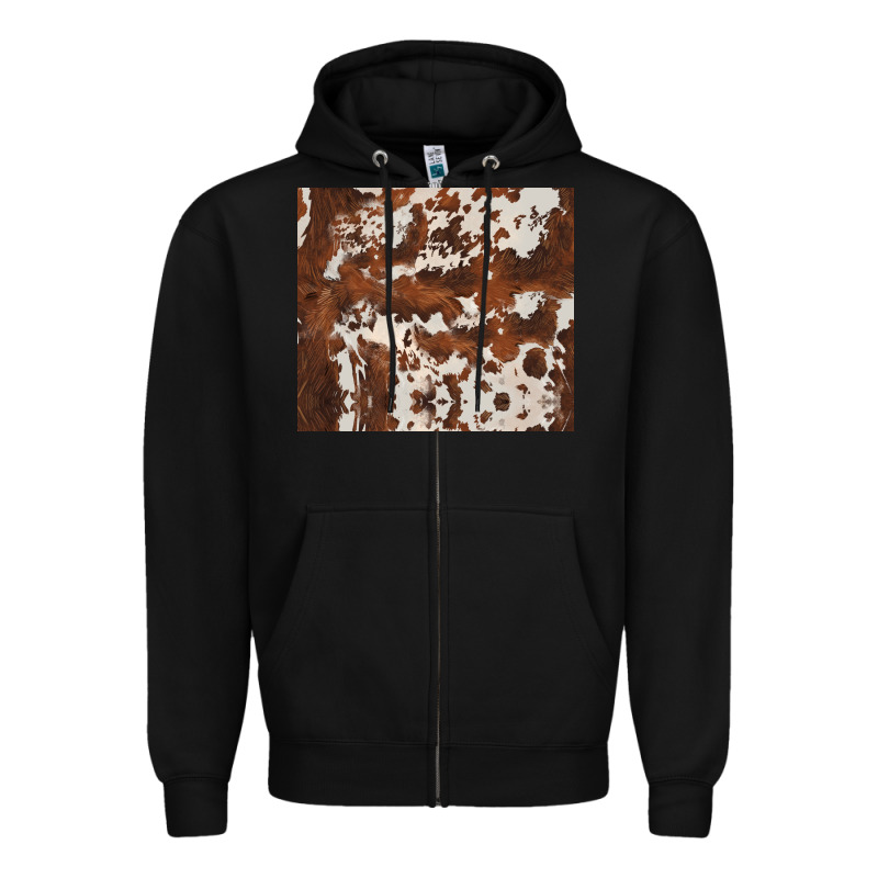 Brown Cowhide Zipper Hoodie by BarkalooDesign | Teevron