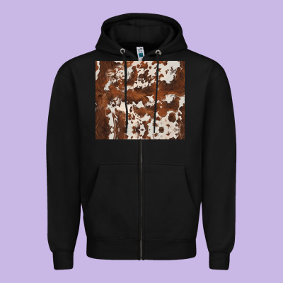 Brown Cowhide Zipper Hoodie Designed By Barkaloodesign
