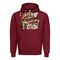Burgundy brown cowhide Zipper Hoodie - BarkalooDesign