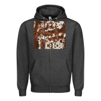 Charcoal Heather brown cowhide Zipper Hoodie - BarkalooDesign