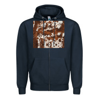 Navy brown cowhide Zipper Hoodie - BarkalooDesign