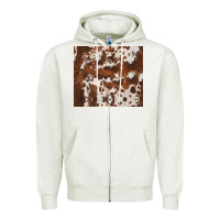 Oatmeal Heather brown cowhide Zipper Hoodie - BarkalooDesign