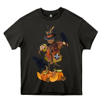 Asphalt Scarecrow with Pumpkin Heavy Core Tee - texasbilliewilder