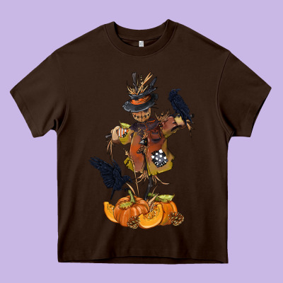 Scarecrow With Pumpkin Heavy Core Tee Designed By Texasbilliewilder