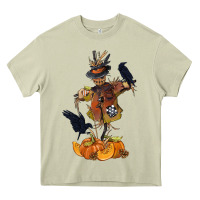 Mossy Scarecrow with Pumpkin Heavy Core Tee - texasbilliewilder
