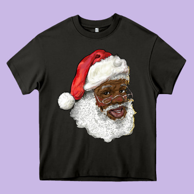 African American Santa Heavy Core Tee Designed By Ranaportraitstore
