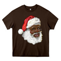 Chocolate Brown african american santa Heavy Core Tee - RanaPortraitStore
