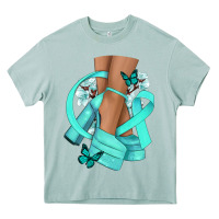 Arona Ovarian Cancer diva teal ribbon Heavy Core Tee - NancyCooperArtShop