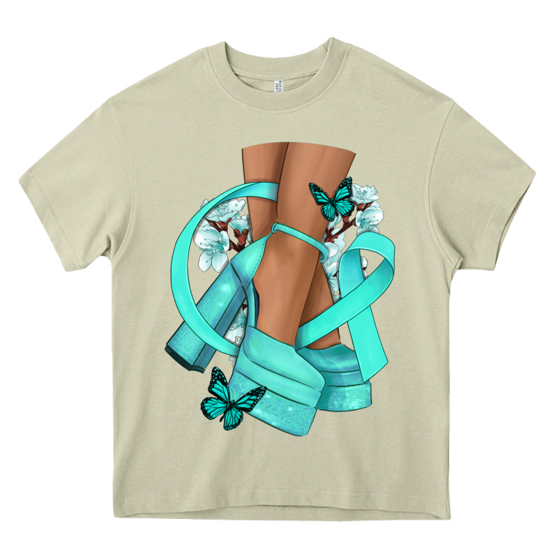 Ovarian Cancer Diva Teal Ribbon Heavy Core Tee by NancyCooperArtShop | Teevron