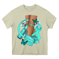 Mossy Ovarian Cancer diva teal ribbon Heavy Core Tee - NancyCooperArtShop