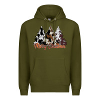 Army Green merry christmas cowhide trees Premium Hoodie - CowhideDigitalArt