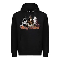 Black merry christmas cowhide trees Premium Hoodie - CowhideDigitalArt
