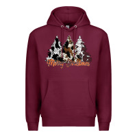 Burgundy merry christmas cowhide trees Premium Hoodie - CowhideDigitalArt