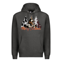 Charcoal Heather merry christmas cowhide trees Premium Hoodie - CowhideDigitalArt