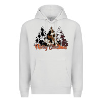Dove Grey merry christmas cowhide trees Premium Hoodie - CowhideDigitalArt