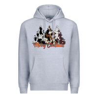 Heather Grey merry christmas cowhide trees Premium Hoodie - CowhideDigitalArt