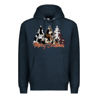 Navy merry christmas cowhide trees Premium Hoodie - CowhideDigitalArt