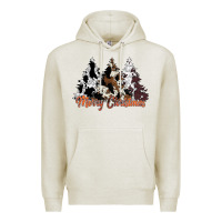 Oatmeal Heather merry christmas cowhide trees Premium Hoodie - CowhideDigitalArt