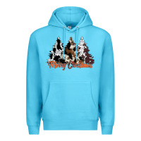 Ocean Blue merry christmas cowhide trees Premium Hoodie - CowhideDigitalArt