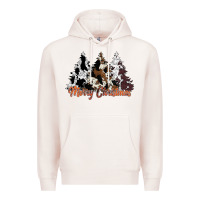 Pale Pink merry christmas cowhide trees Premium Hoodie - CowhideDigitalArt
