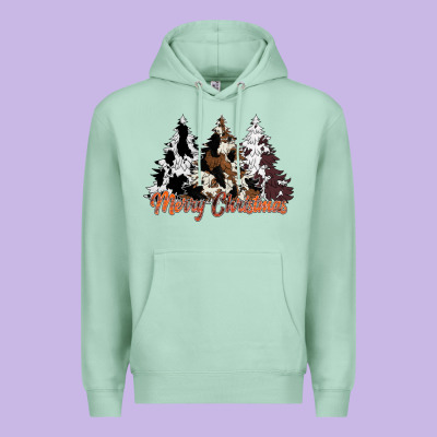 Merry Christmas Cowhide Trees Premium Hoodie Designed By Cowhidedigitalart
