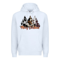 White merry christmas cowhide trees Premium Hoodie - CowhideDigitalArt