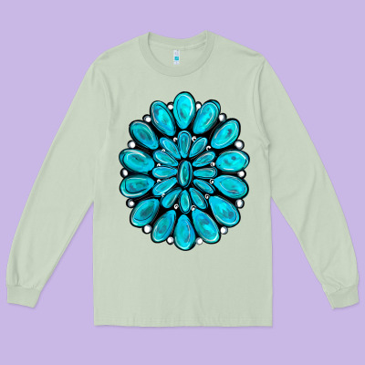 Turquoise Gemstone Jewelny Long Sleeve Tee Designed By Ranaportraitstore