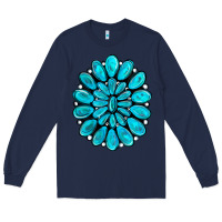 Navy turquoise gemstone jewelny Long Sleeve Tee - RanaPortraitStore