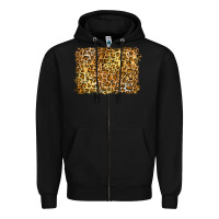 Black handdrawn leopard pattern yellow Zipper Hoodie - BarkalooDesign