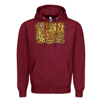 Burgundy handdrawn leopard pattern yellow Zipper Hoodie - BarkalooDesign