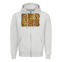 Dove Grey handdrawn leopard pattern yellow Zipper Hoodie - BarkalooDesign