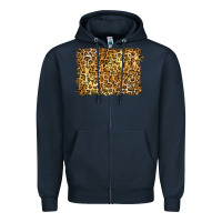 Navy handdrawn leopard pattern yellow Zipper Hoodie - BarkalooDesign