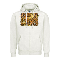 Oatmeal Heather handdrawn leopard pattern yellow Zipper Hoodie - BarkalooDesign