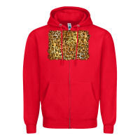 Red handdrawn leopard pattern yellow Zipper Hoodie - BarkalooDesign