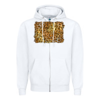 White handdrawn leopard pattern yellow Zipper Hoodie - BarkalooDesign