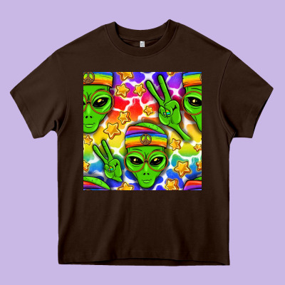 Pride Lgbtq+ Aliens And Stars With Rainbow Heavy Core Tee Designed By Nancycooperartshop