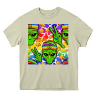 Mossy Pride LGBTQ+ aliens and stars with rainbow Heavy Core Tee - NancyCooperArtShop