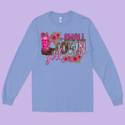 Small Town Girl With Flowers Bbs Long Sleeve Tee Designed By Bundleandbundleshop