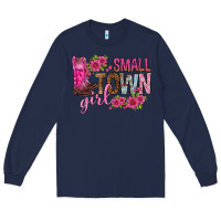 Navy small town girl with flowers bbs Long Sleeve Tee - BundleAndBundleShop
