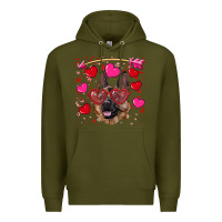 Army Green valentine's german shepherd Premium Hoodie - RanaPortraitStore