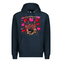 Navy valentine's german shepherd Premium Hoodie - RanaPortraitStore