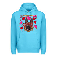 Ocean Blue valentine's german shepherd Premium Hoodie - RanaPortraitStore