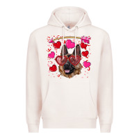 Pale Pink valentine's german shepherd Premium Hoodie - RanaPortraitStore