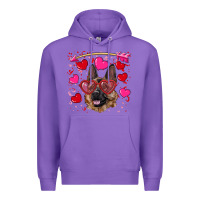 Purple valentine's german shepherd Premium Hoodie - RanaPortraitStore