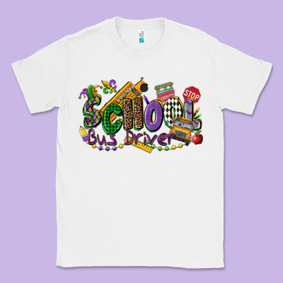 School Bus Driver Mardi Gras Classic Tee Designed By Cowgirlartshop