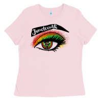 Bubblegum Pink juneteenth eyelash cowgirl Ladies Tee - CowGirlArtShop