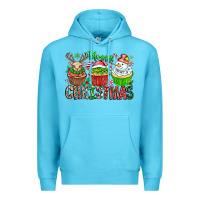 Ocean Blue Merry Christmas Premium Hoodie - CowhideDigitalArt