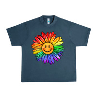 Midnight Navy rainbow smiley face sunflower Urban Heavy Tee - OliviaCreatesArt